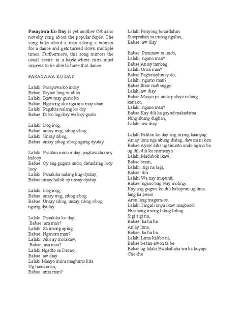 pasayawa ko day history|15 Cebuano Novelty Songs That Perfectly Describe the .